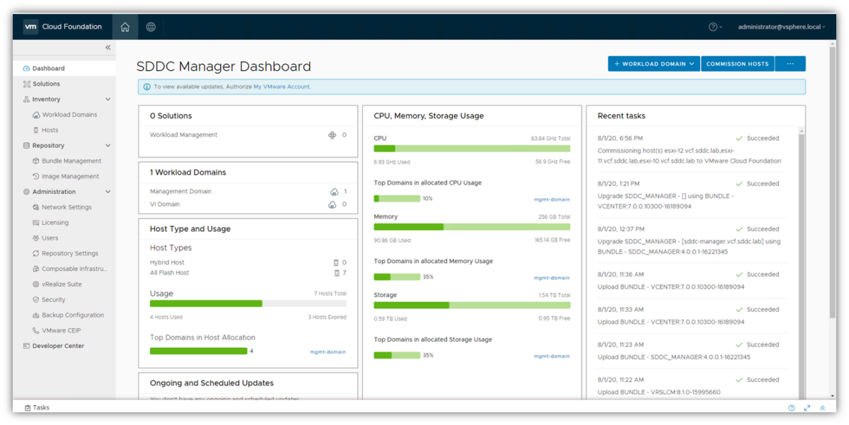 Creating a VI (Virtual Infrastructure) Cluster in VCF 4.0.1.1